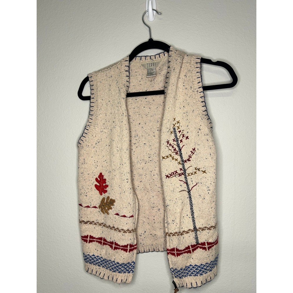 Vintage 90s Teddi Petite Small Embroidered Cottagecore Sweater Vest PS
